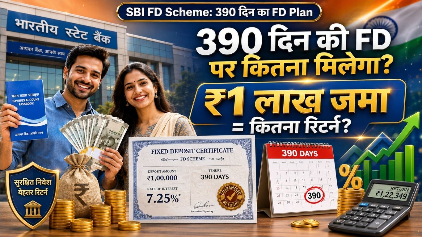 SBI FD Scheme: 390 दिन का FD Plan — 1 लाख जमा पर कितना मिलेगा?